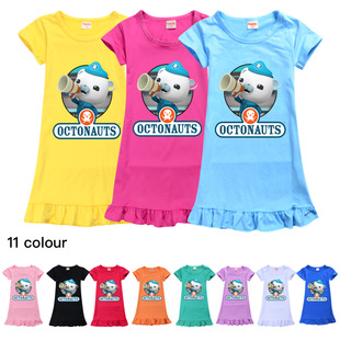 冰丝裙子卡通 海底纵队短袖 2022巴克队长夏季 女童连衣裙OCTONAUTS
