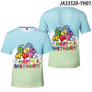 Alphabet Lore字母传说数码印花男女T恤2023夏季儿童宽松圆领短袖