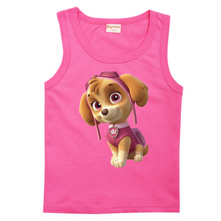 汪汪队女孩纯棉背心T恤2022卡通PAW Patrol 无袖圆领上衣家居外穿