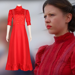 恐怖电影欲珠服装珀尔cos服X前传cosplay服万圣节红色款连衣长裙