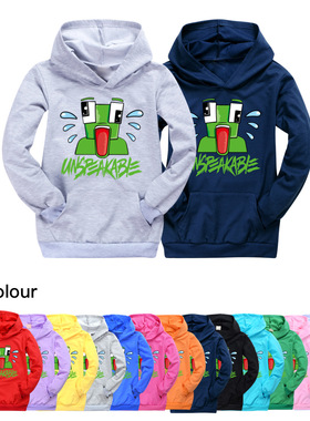 薄款卫衣unspeakable卡通儿童口袋上衣棉 2022春秋长袖中大童帽衫