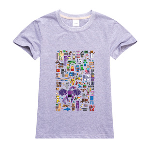 T恤吸湿排汗2022游戏上衣圆领 世界夏季 Minecraft男童纯棉短袖 我