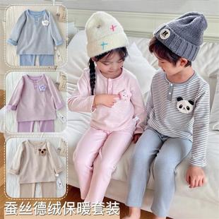 kuromi睡衣德绒保暖套装儿童家居服 cinnamoroll长袖条纹公仔童装