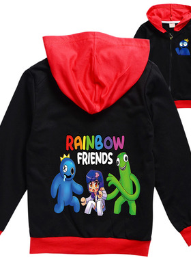 彩虹朋友蓝色绿色rainbow friends儿童外套春秋开衫拉链衣服 2022