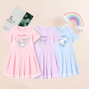 cinnamoroll女童纯棉百褶连衣裙夏季 洋气库洛米裙子三丽鸥公主裙