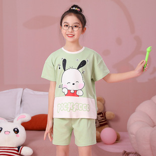 帕恰狗儿童睡衣女孩短袖卡通亲子大童Pochacco休闲圆领家居服2023