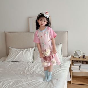 儿童kitty猫睡裙女童2025夏季薄款睡衣裙可外穿家居服 kuromi裙子