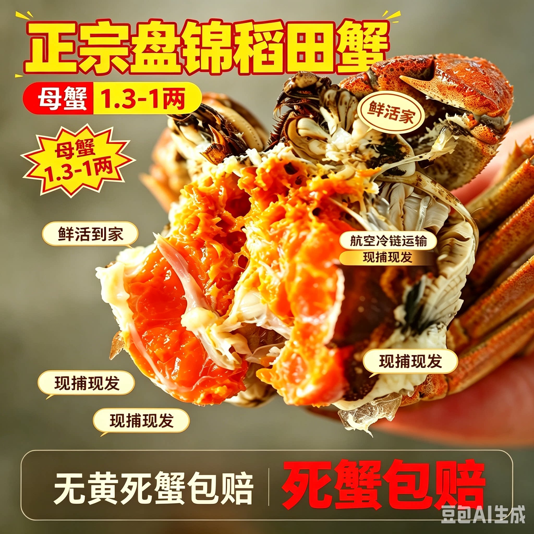 【活蟹】盘锦河蟹稻田地鲜活母蟹大闸蟹