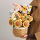 2025新款 教师节礼物草编手提花篮针织向日葵花束开学礼物送女老师