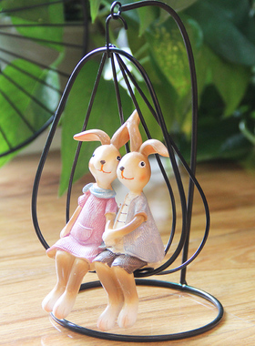 创意家居装饰品酒柜电视柜摆件生日礼物办公桌客厅可爱兔子摆设