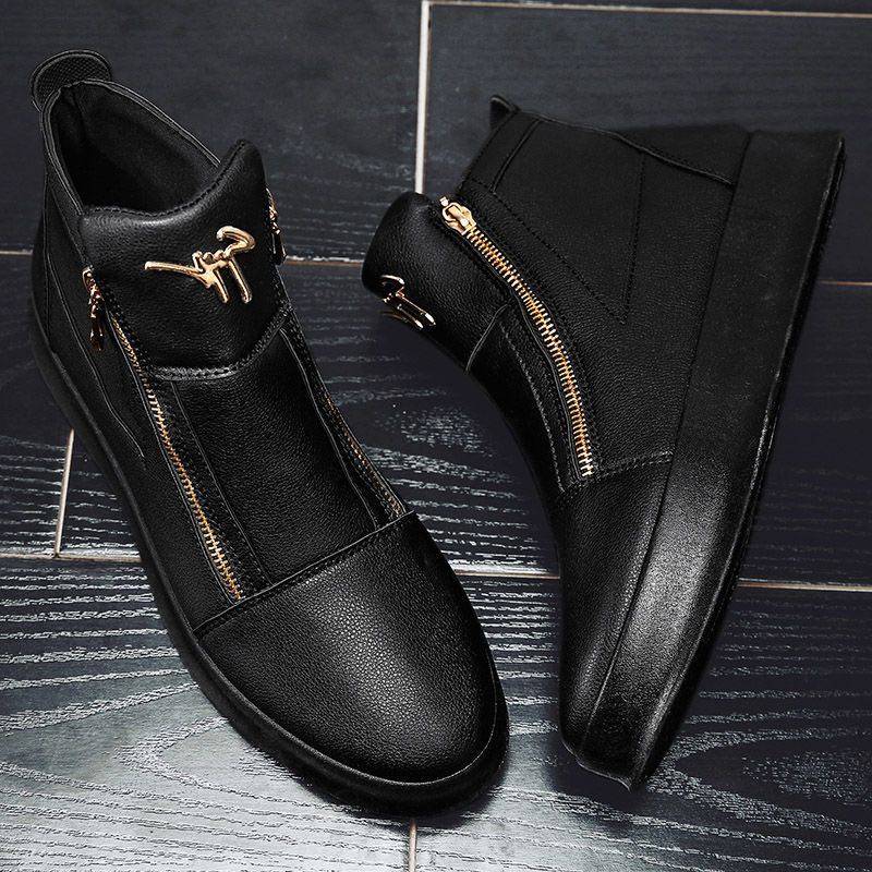 2026冬季马丁靴男高帮英伦风潮男无鞋带高帮皮靴双拉链运动休闲鞋,流行男鞋,高帮鞋,淘宝优惠券,粉丝福利购,淘宝优惠卷