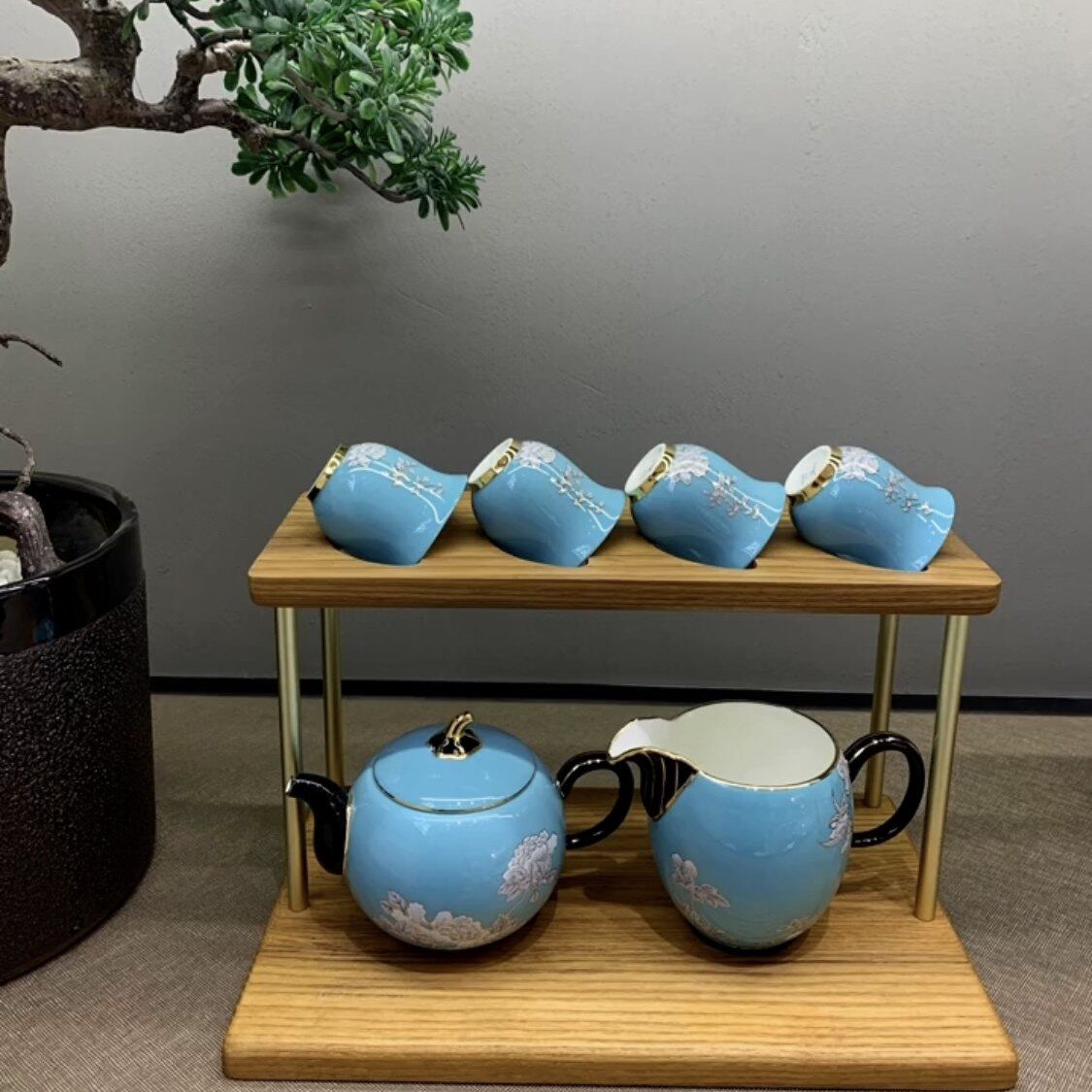 【专柜】永丰源水墨牡丹7头/8头陶瓷功夫茶具套组高档礼品