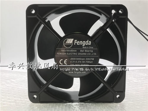 Fengda 220V FD1860A2HBL/Q 180x180x60mm 335CFM 全新 散热风机