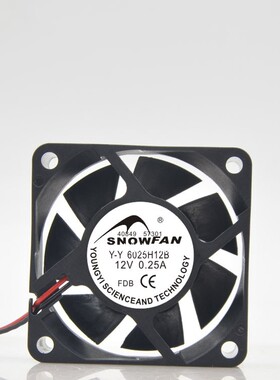 SNOWFAN YY6025H12B 6025 12v直流散热风扇6CM 双滚珠工业风机