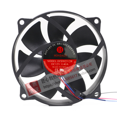 全新HONDALY DFS902512H 12V 0.40A 4线高转速散热风扇全圆形9025