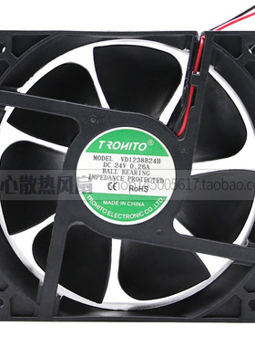 全新TROHITO VD1238B24H 12038 DC24V 电焊机0.26A变频器散热风扇
