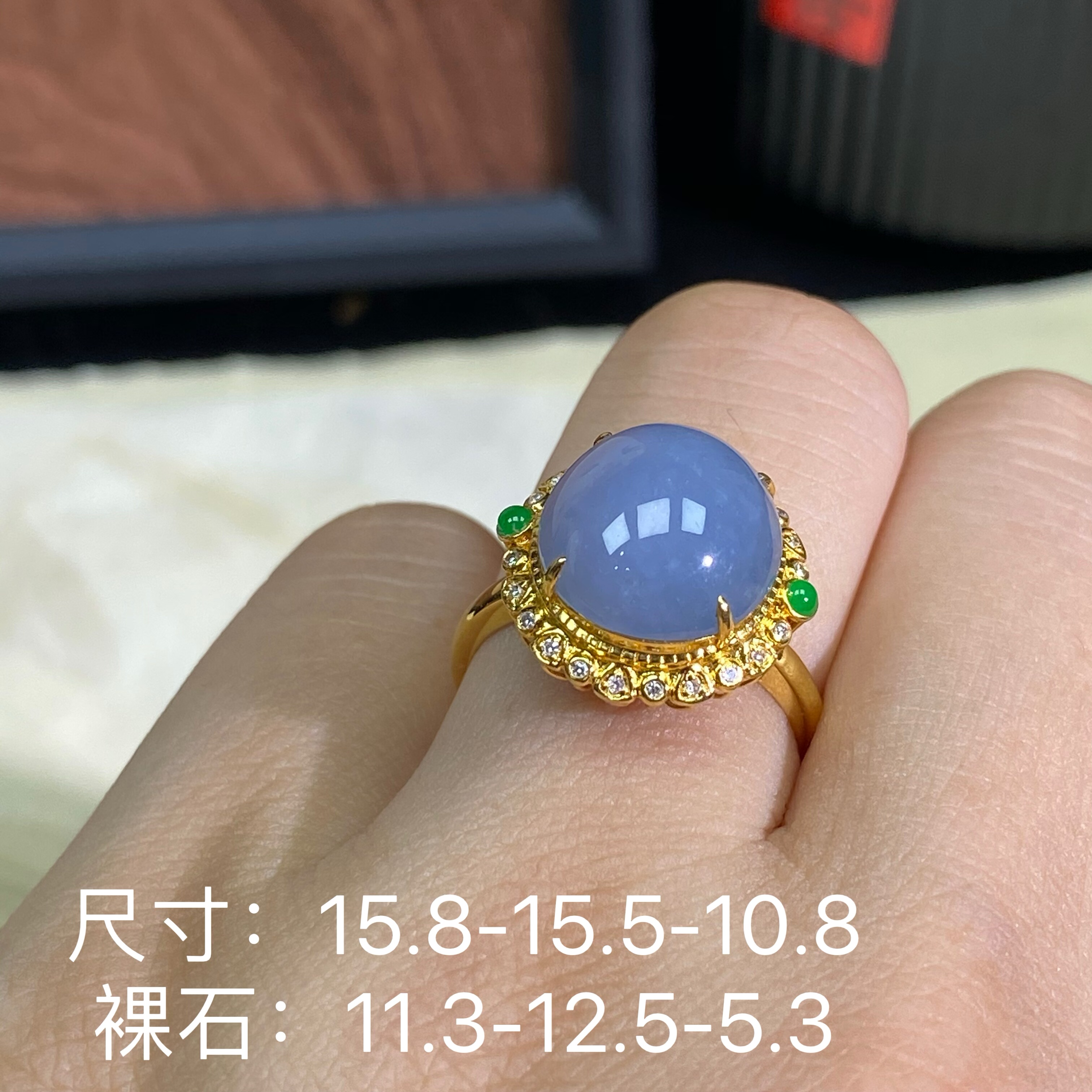 缅甸天然A货翡翠 18K金镶嵌满紫蛋面戒指