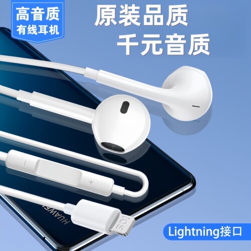 适用苹果ipadmini7/6平板半入耳式线控带麦hifi有线耳机typec接口