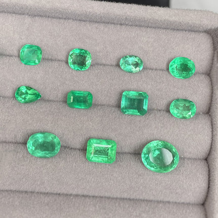 Z7天然祖母绿哥伦比亚木佐微油刻面裸石18K金镶嵌戒指吊坠现货