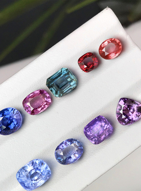 CB2天然彩色蓝宝石裸石18k金定制镶嵌戒指吊坠耳钉时尚新品女