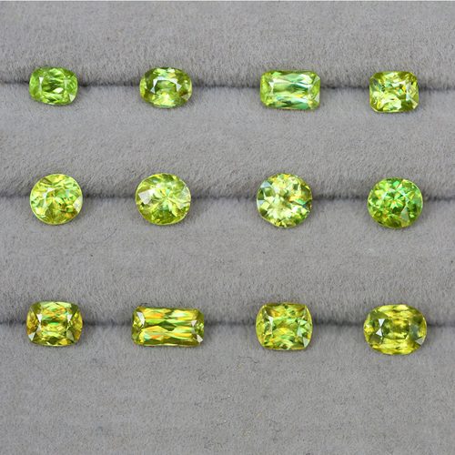 XS3天然榍石彩色宝石精切刻面18K金镶嵌戒指耳环手链吊坠现货新品