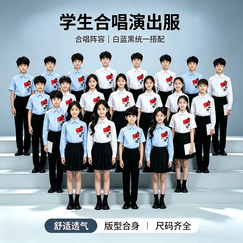 中小学生国庆朗诵合唱演出服套装图片