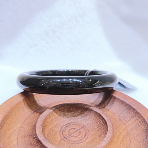 天然和田玉手镯黑青玉镯子玉器墨玉手镯小众玄黑纳福56-57圈口