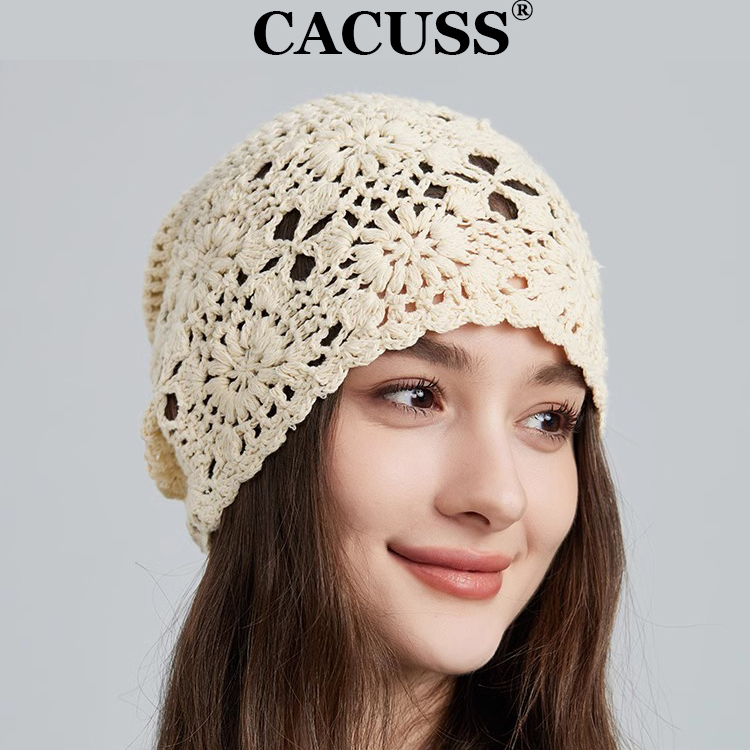 CACUSS镂空堆堆帽女春夏毛线帽