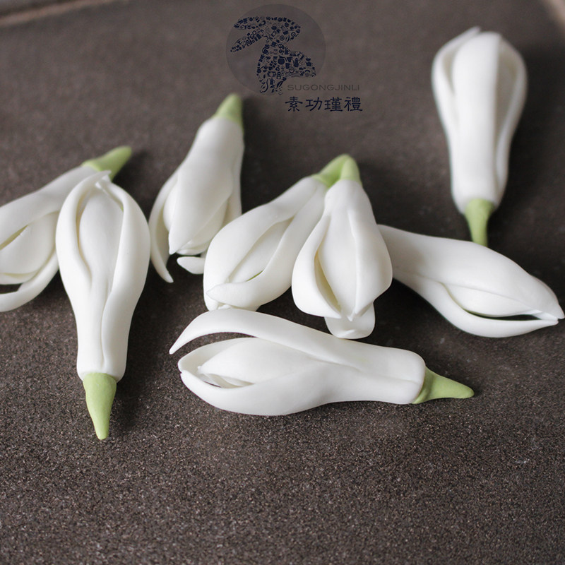 手工捏制白玉兰花陶瓷茶宠文艺茶道配件茶盘摆件创意中式唯美茶宠