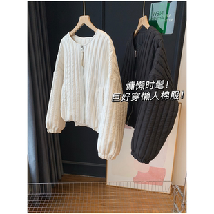 慵懒时髦 圆领轻便保暖不显臃肿百搭外套25新女 巨好穿懒人棉服