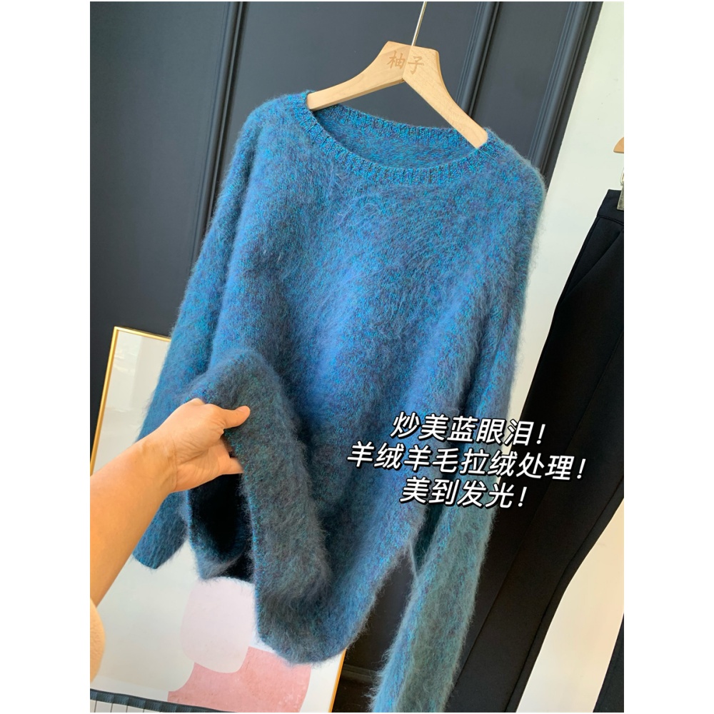 炒美蓝眼泪羊绒羊毛针织衫毛衣