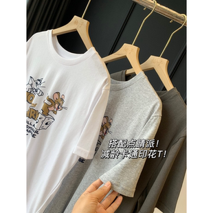 搭配点睛派 减龄卡通印花t 显瘦圆领百搭T恤短袖 上衣女25新夏季