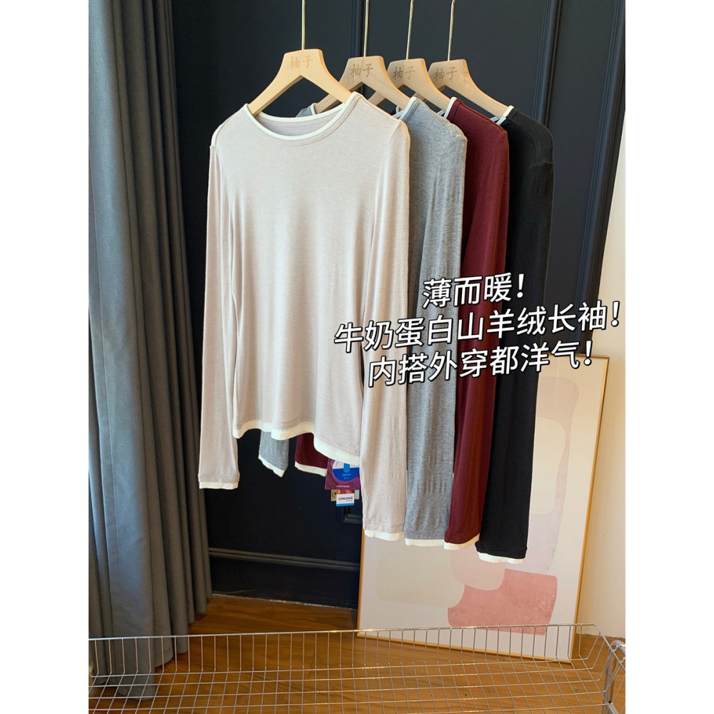 薄而暖！牛奶蛋白山羊绒T恤