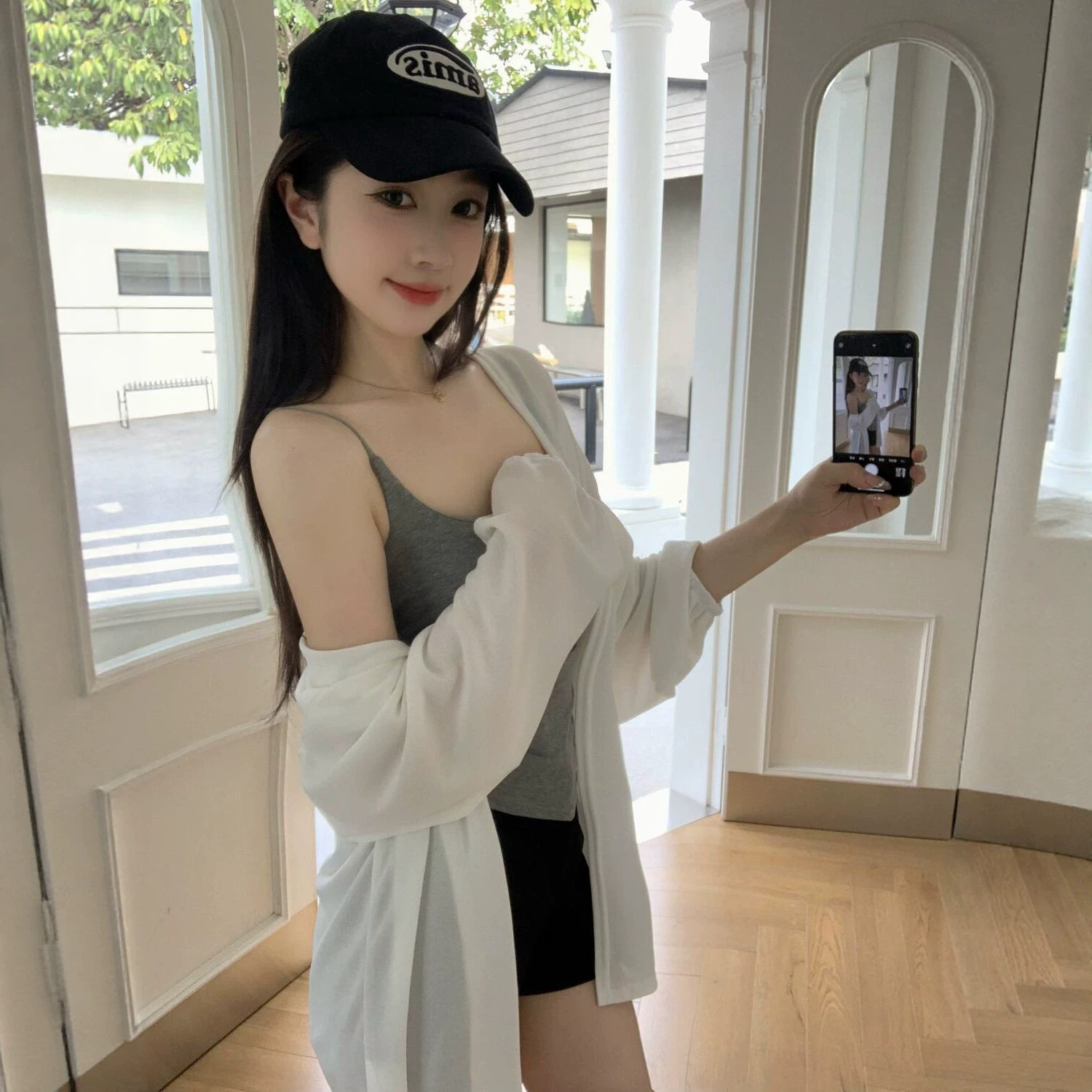 复古时尚韩版长袖冰丝针织夏季宽松薄款百搭开衫外套洋气披肩上衣