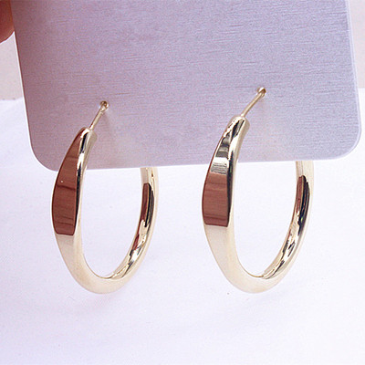 S925银针大圆圈耳环女素圈轻奢高级感耳扣2026年新款气质简约耳饰