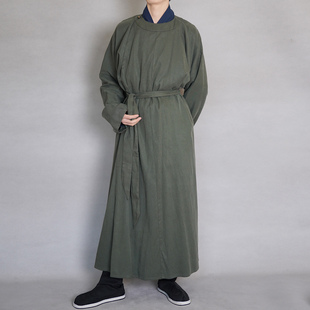 袍春秋款 宋制汉服圆领袍大放量纯色天丝棉窄袖 百搭 斜晖 青山渐