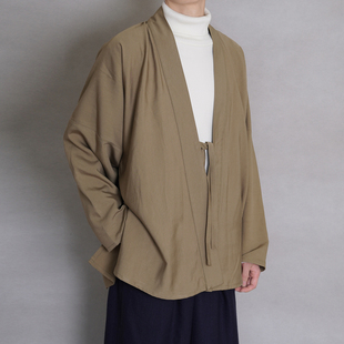 青山渐宋制汉服对襟短衫中国风外套国风褙子天丝麻宋制飞机袖秋冬