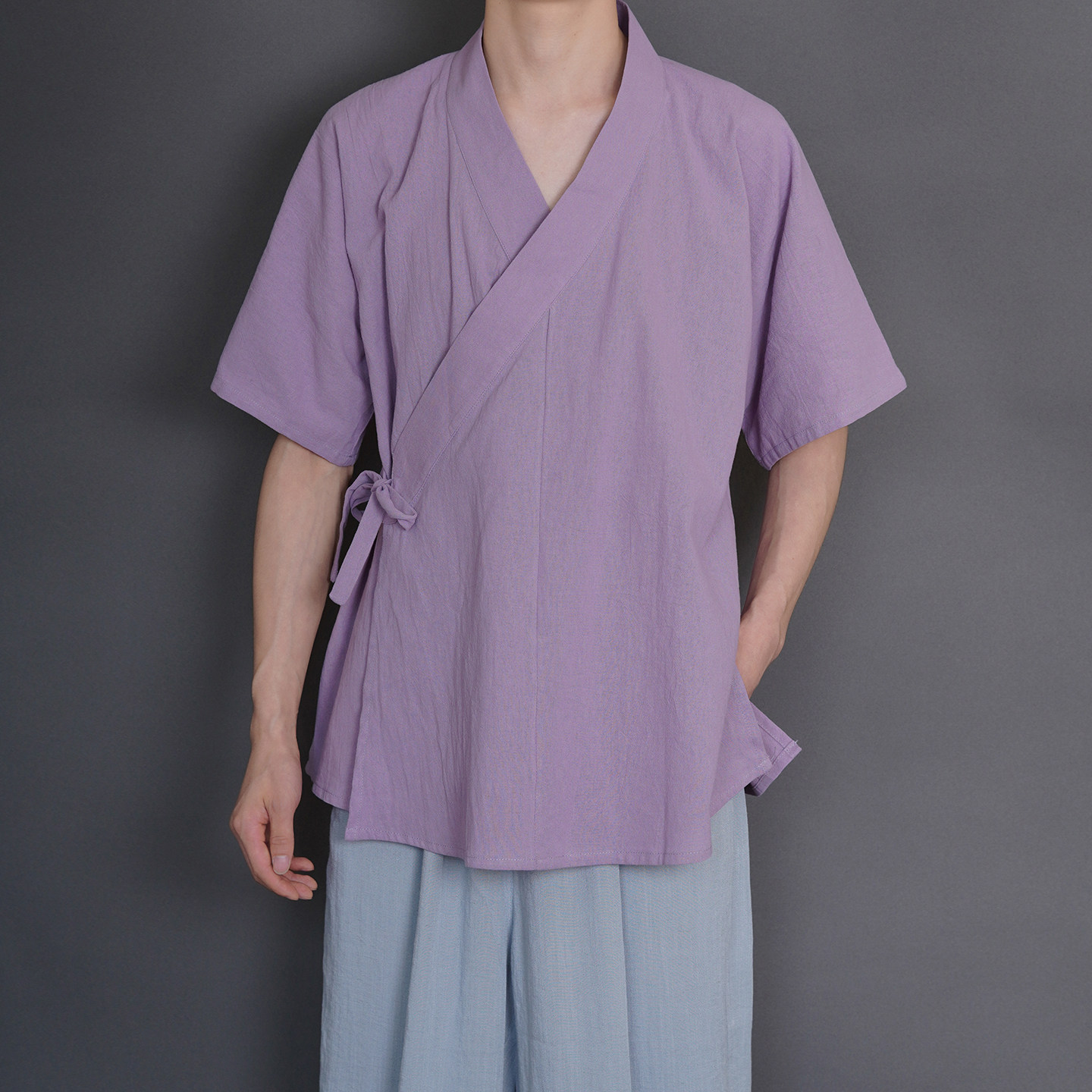 青山渐汉服宋制交领纯棉素色图片