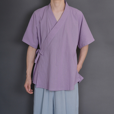 青山渐汉服宋制交领纯棉素色
