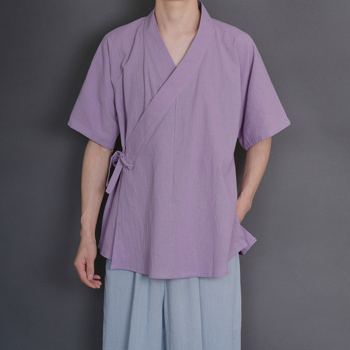 青山渐汉服宋制交领纯棉素色