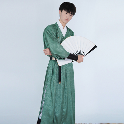 青山渐圆领袍唐制提花暗纹男女