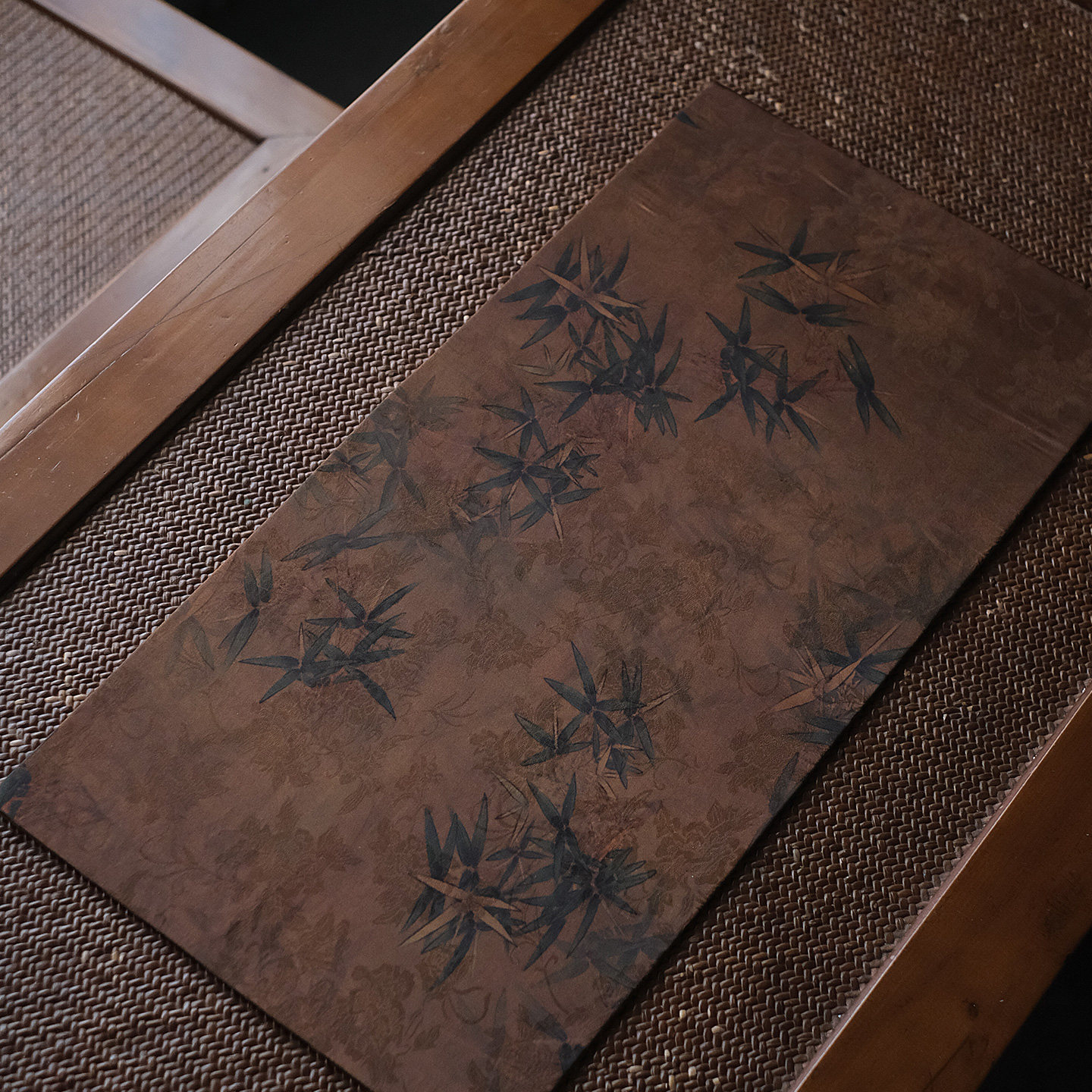 竹叶朦胧 茶席手工加厚 茶桌垫复古茶垫干泡禅意茶室主人席香云纱