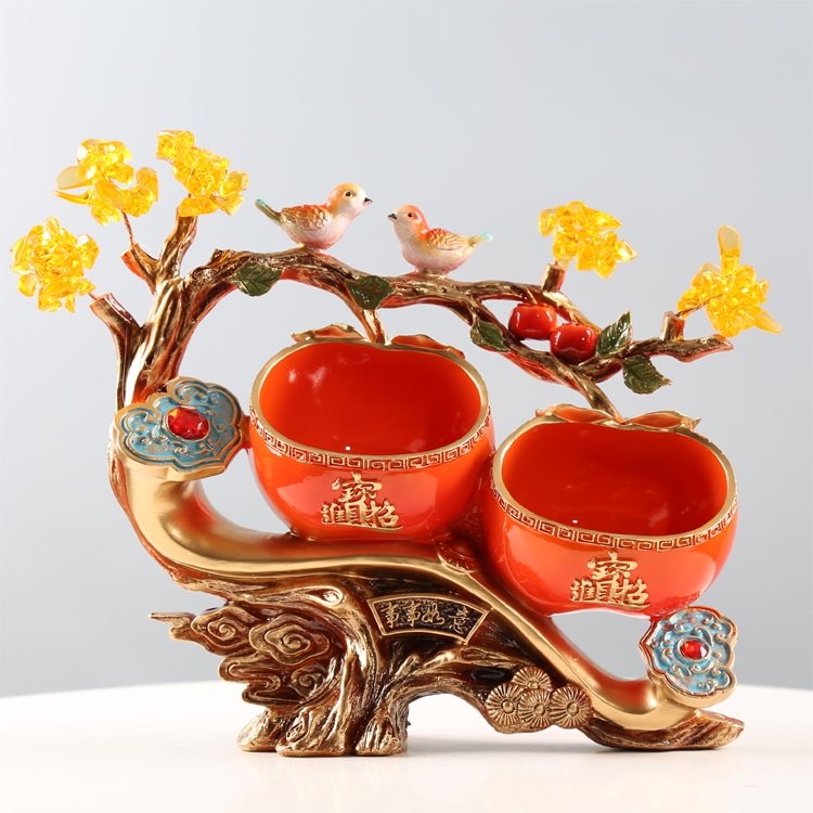 新中式创意收纳盒摆件玄关鞋柜入户放门口钥匙桌面遥控器收纳轻奢