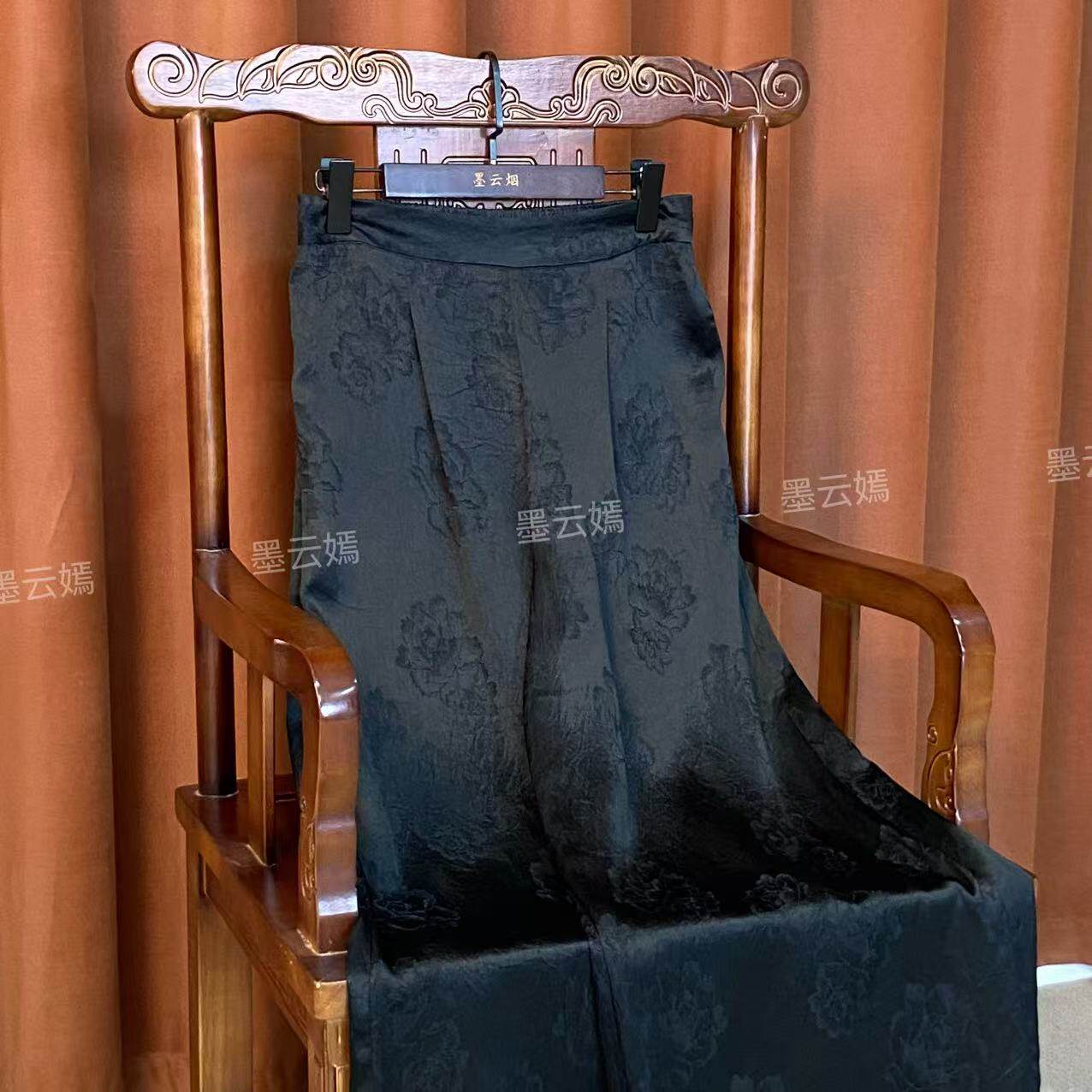 【诗雅】新中式女装高端轻奢中国风时尚显瘦香云纱夏季阔腿甩裤00