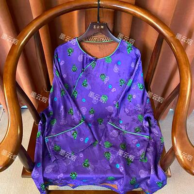 【紫亦】新中式女装宽松中国风圆领长袖打底时尚百搭设计款6549