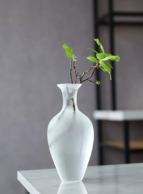 中式复古透明玻璃花瓶插花水养梅瓶禅意茶道摆件家居客厅装饰茶舍