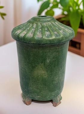 仿古陶器汉代绿釉粮仓陶仓农耕文化摆件酒店装饰品瓷器短视频道具