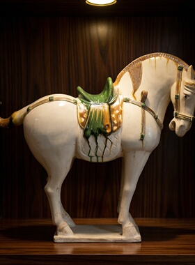 唐马陶瓷摆件马到成功玄关镇宅