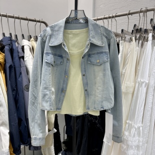 2026春季新款美式复古小个子短款牛仔外套+针织背心女夹克两件套