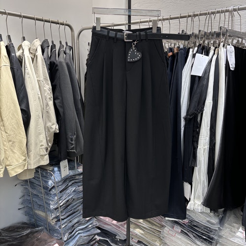 E-WO 26021-1 2026薄款新款女装时尚休闲裤阔腿裤女裤配腰带